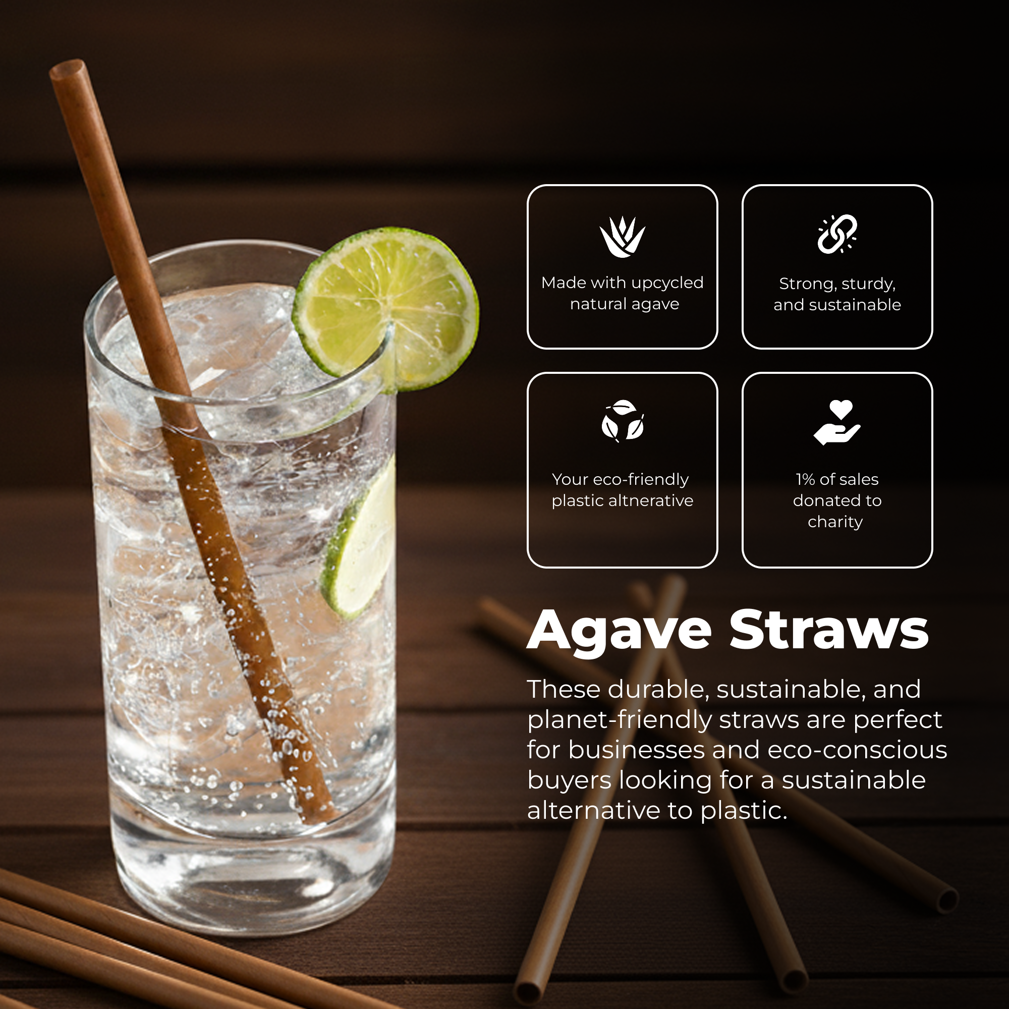 Sustainable Agave-Based Straws (Unwrapped)
