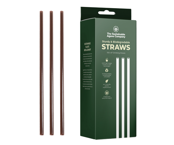 Retail Packs - Agave Fiber Straws - Regular, 8", Unwrapped - 100 Count (16 Pack/Case)