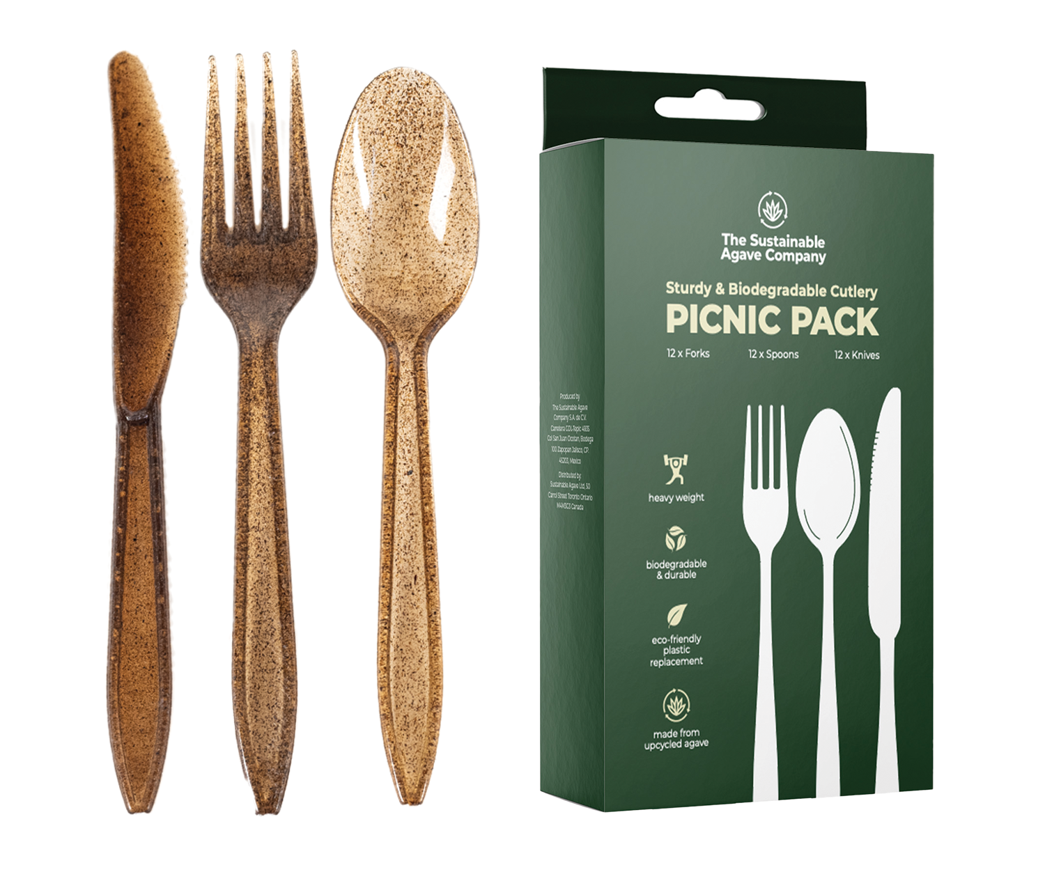 Retail Packs - Agave Fiber Cutlery - 24 Count - Brown (20 Pack/Case)