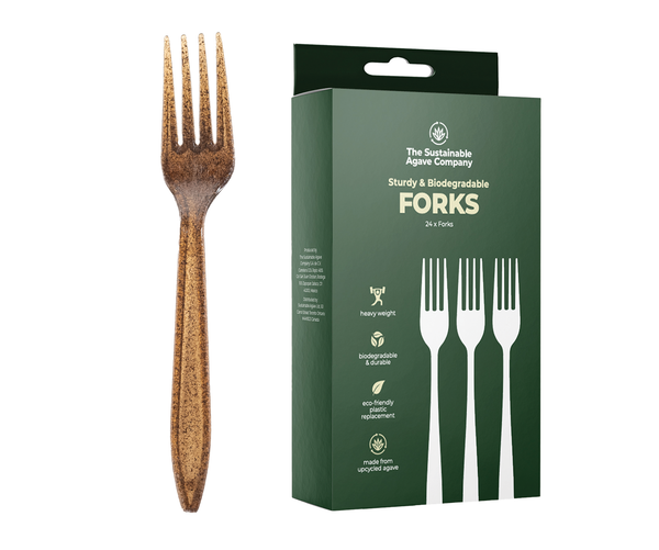 Retail Packs - Agave Fiber Forks - 24 Count - Brown (20 Pack/Case)