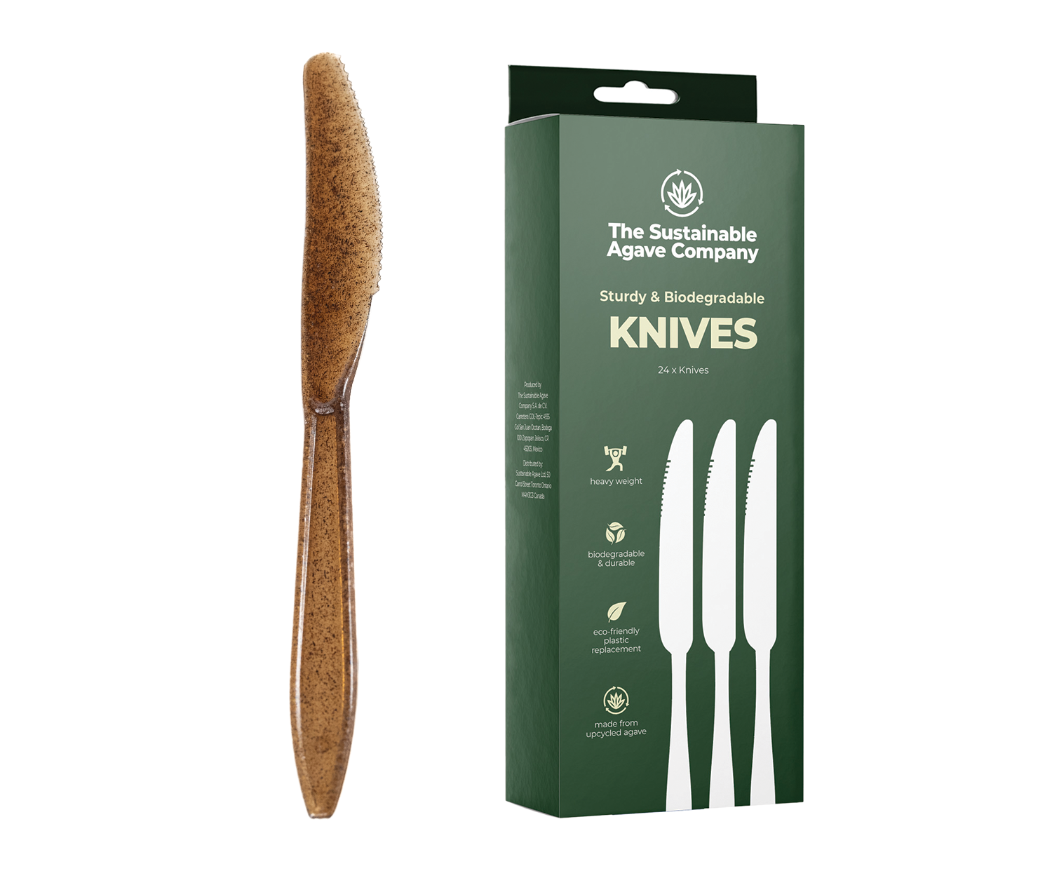 Retail Packs - Agave Fiber Knives - 24 Count - Brown Cutlery (24 Pack/Case)