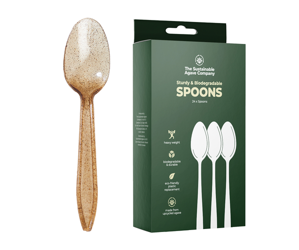 Retail Packs - Agave Fiber Spoons - 24 Count - Brown Cutlery (20 Pack/Case)