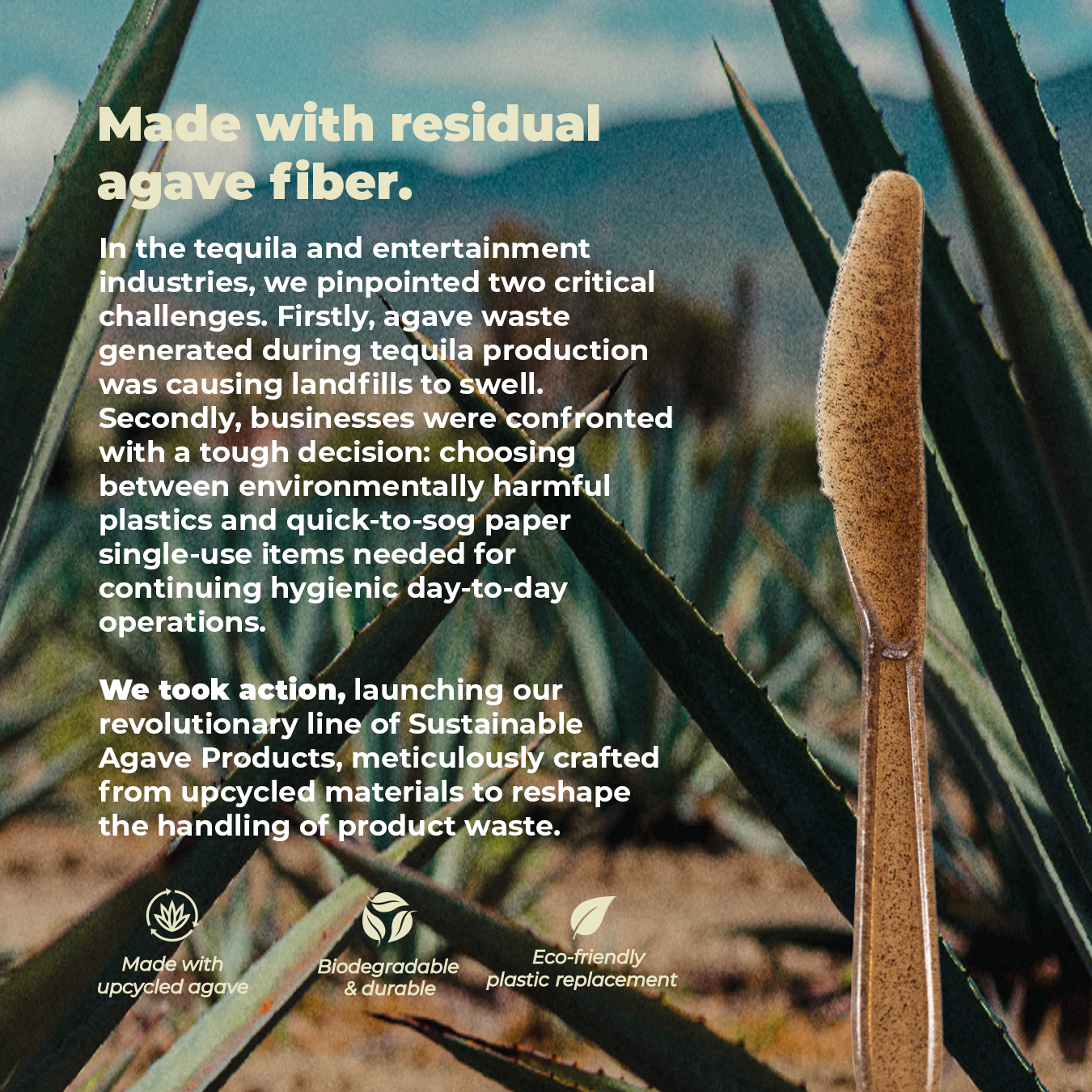 second infographic for brown knife made of agave