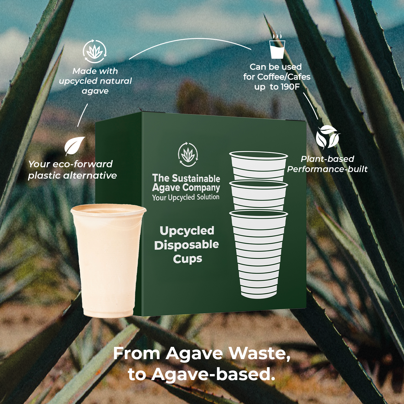 Retail Packs - Agave Fiber Cups - 12 Ounce - 50 Count (12 Case/Pack)