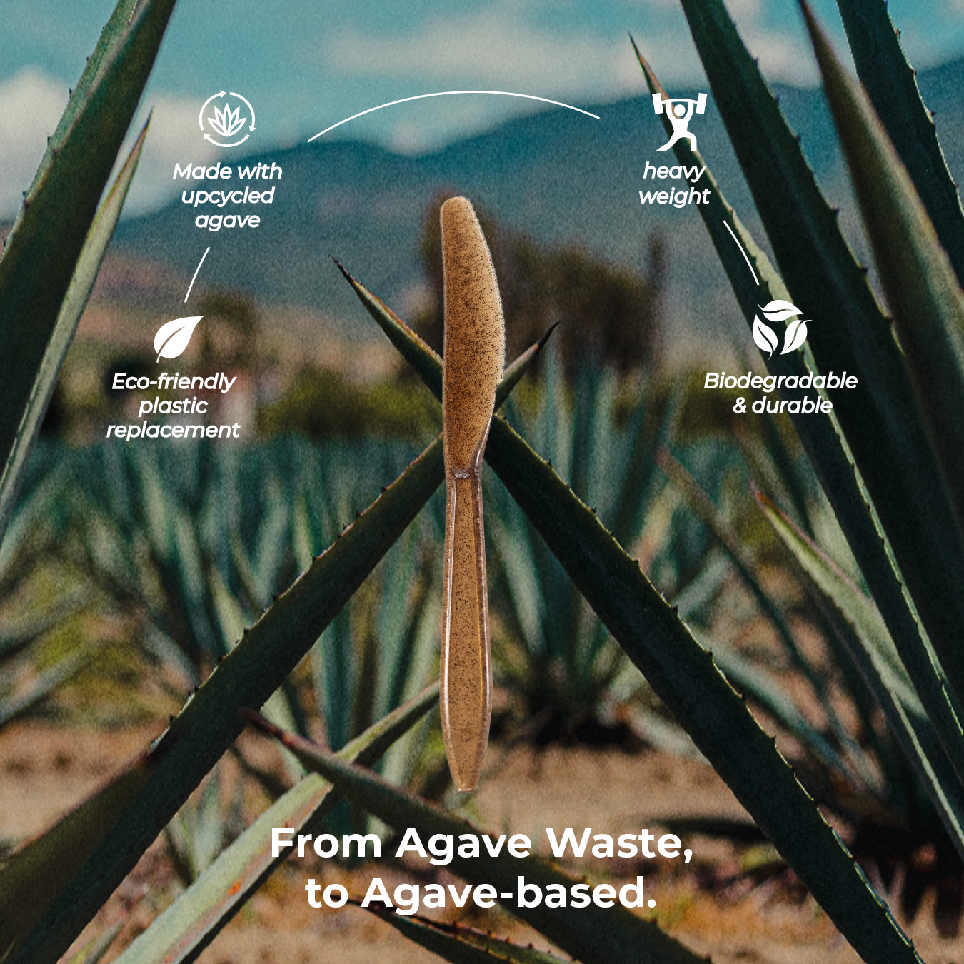 Infographic for brown Knife made from agave
