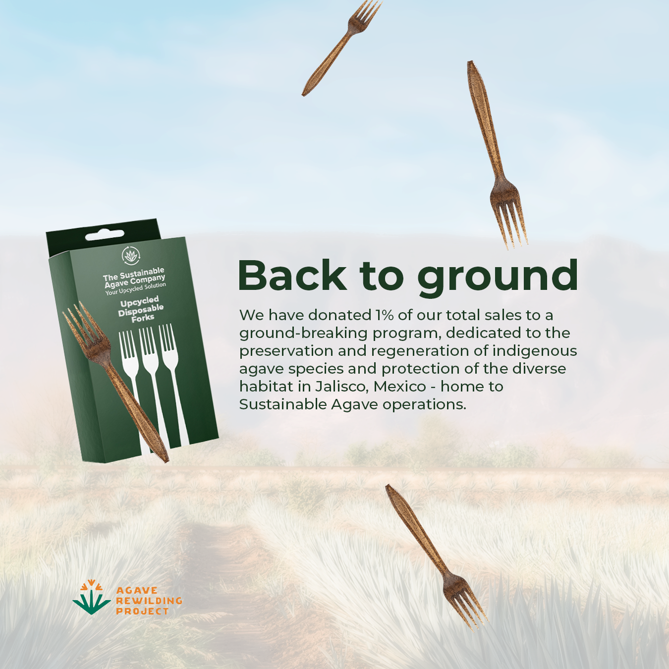 Retail Packs - Agave Fiber Forks - 24 Count - Brown (20 Pack/Case)