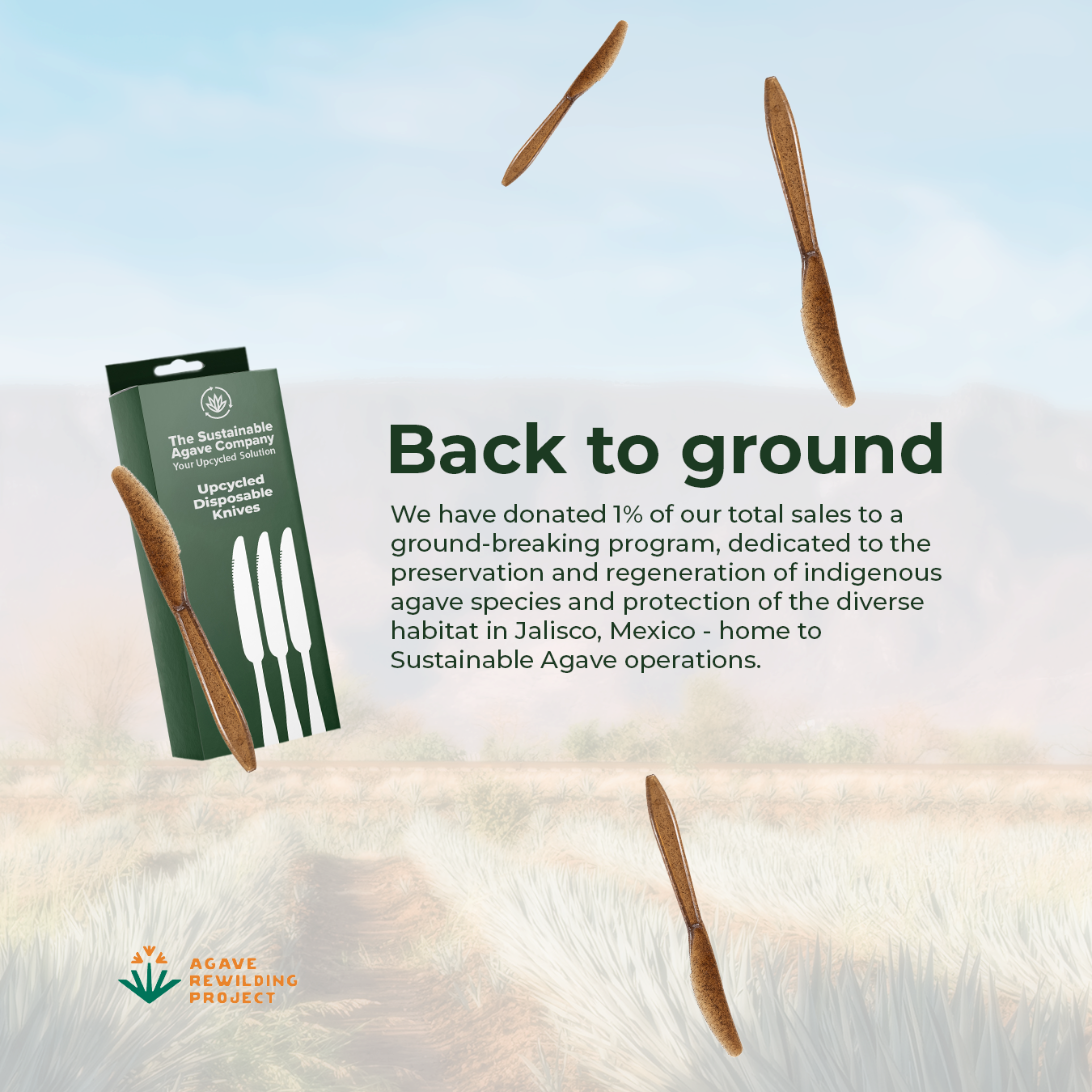 Retail Packs - Agave Fiber Knives - 24 Count - Brown Cutlery (24 Pack/Case)