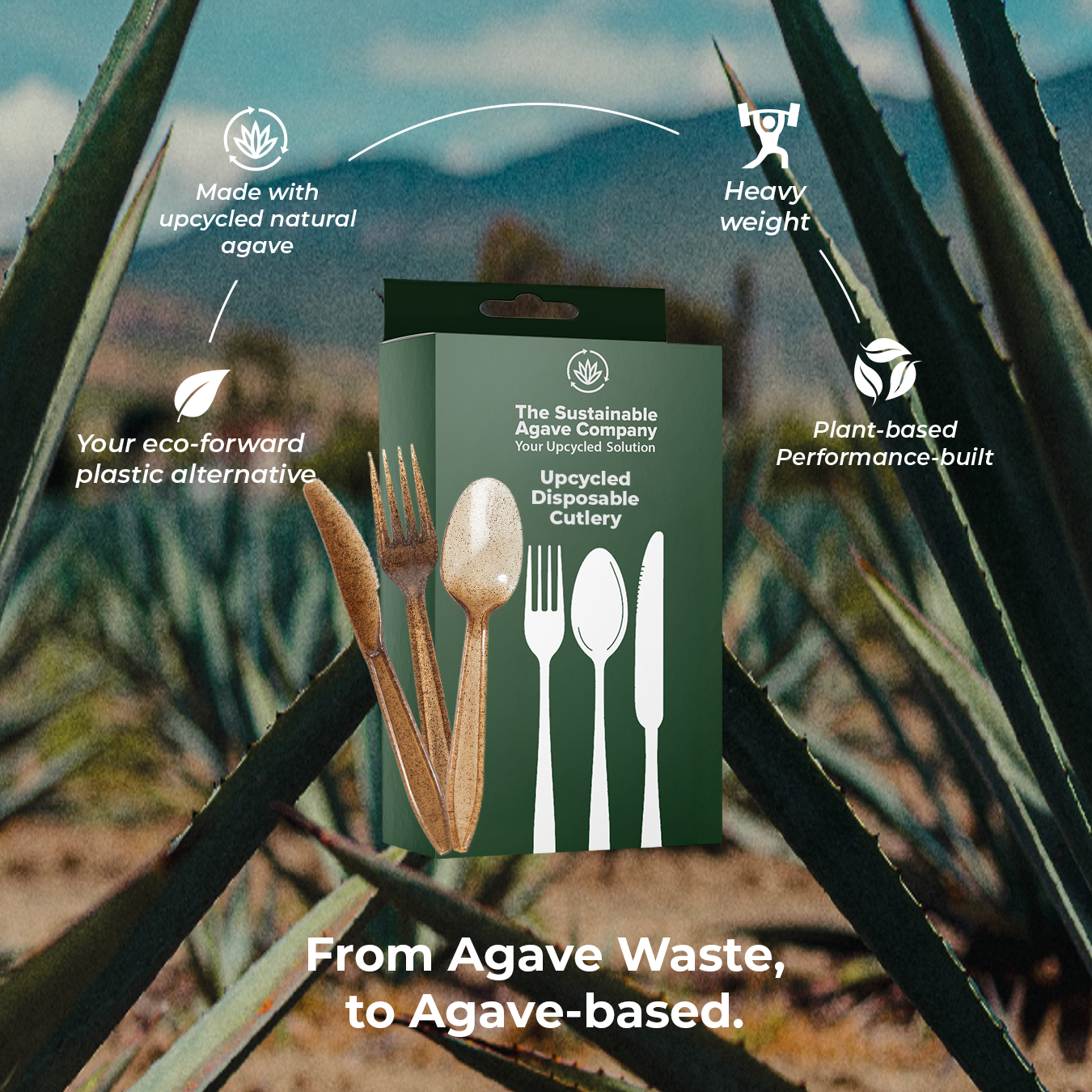 Retail Packs - Agave Fiber Cutlery - 24 Count - Brown (20 Pack/Case)