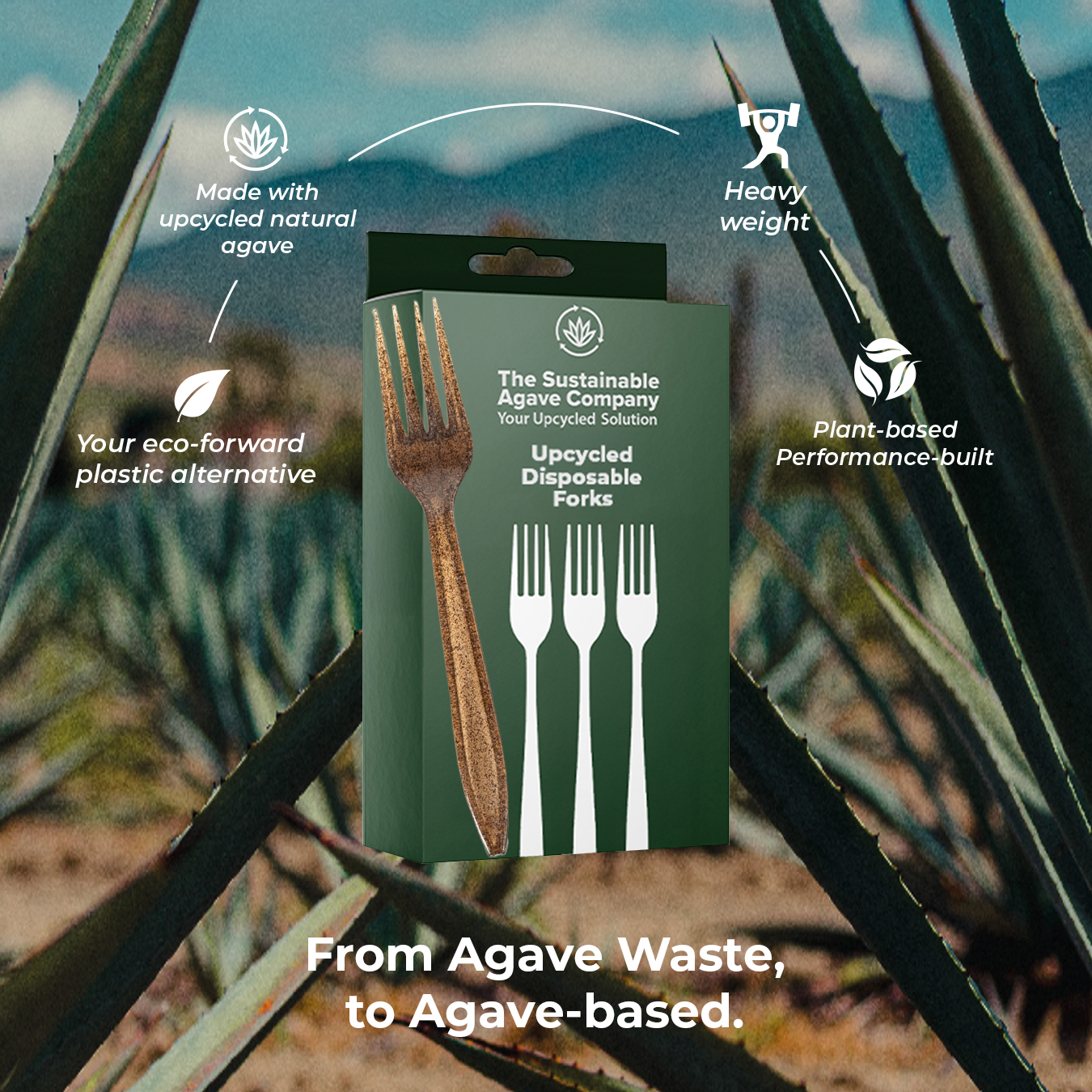 Retail Packs - Agave Fiber Forks - 24 Count - Brown (20 Pack/Case)