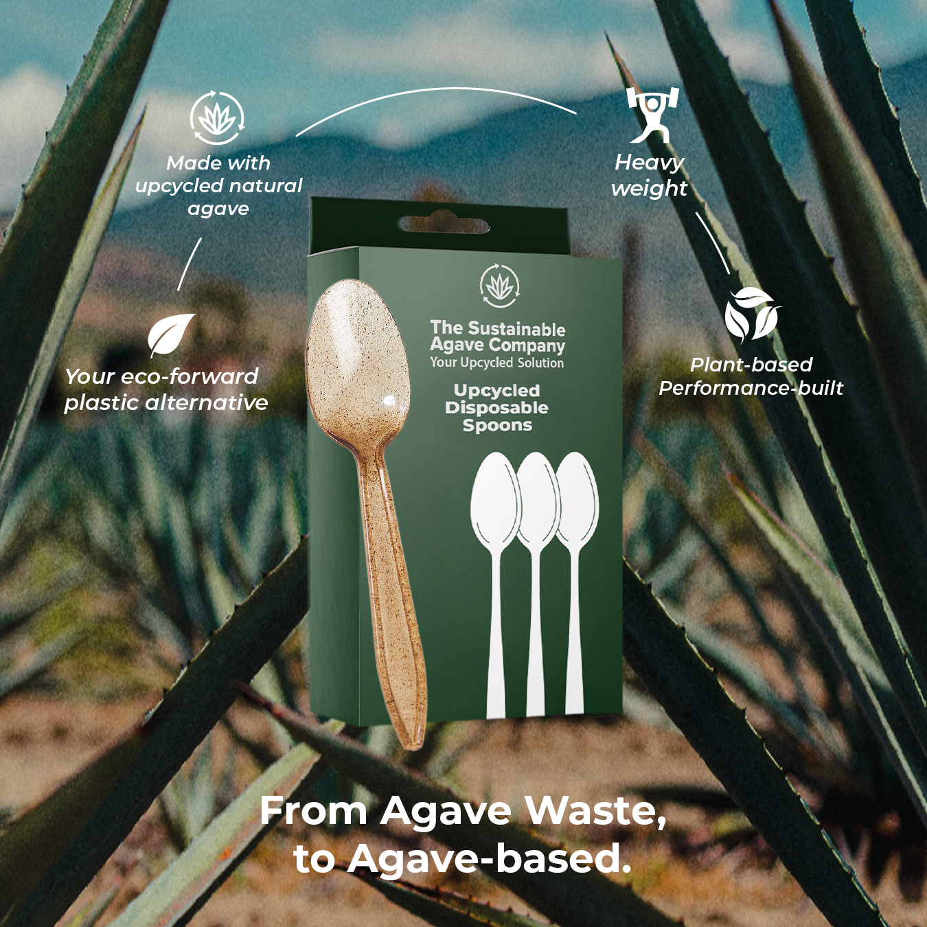 Retail Packs - Agave Fiber Spoons - 24 Count - Brown Cutlery (20 Pack/Case)