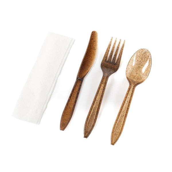 Brown Agave Cutlery with napkin