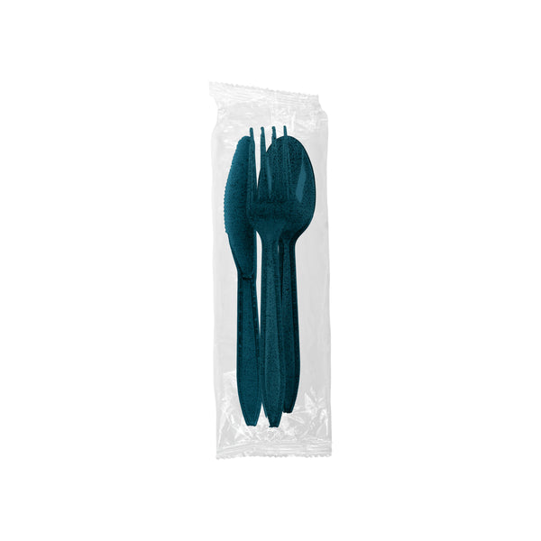 Sustainable Agave-Based Blue Cutlery Kit (Biofilm Wrapped & UnBranded)